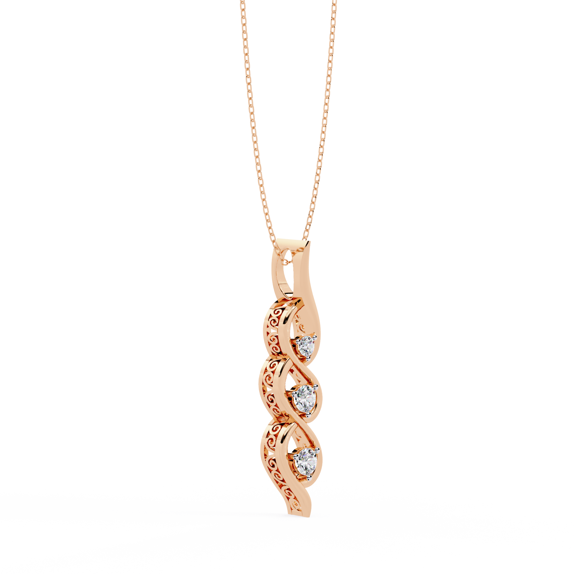 Solitairekart 0.20ct Natural Diamond Trinity Twist Pendant-HI Color, VS-SI Clarity